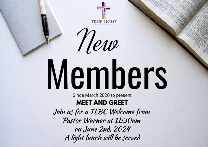 New Members Meet and Greet June 2nd 11:30 AM