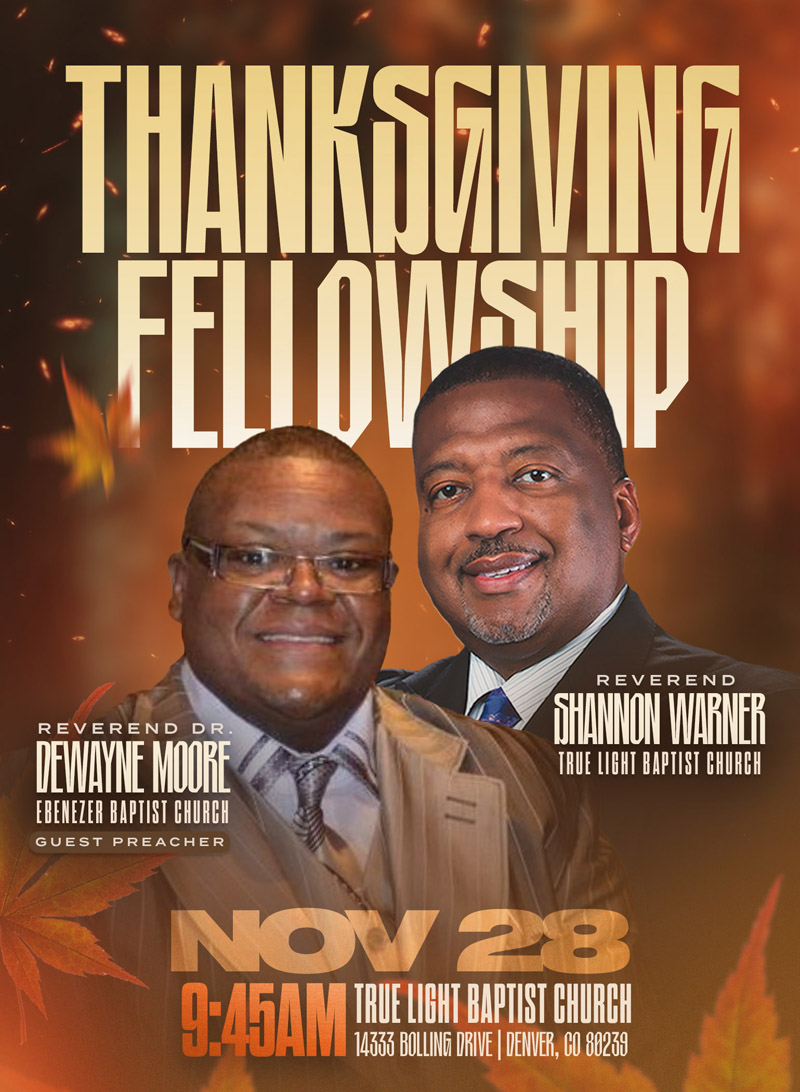 Thanksgiving morning combined service Nov 28 @ 9:45 AM