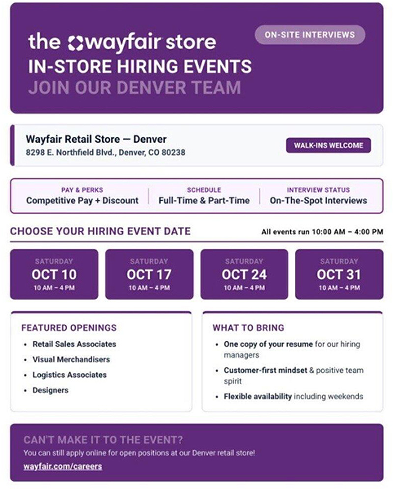 Wayfair Hiring event